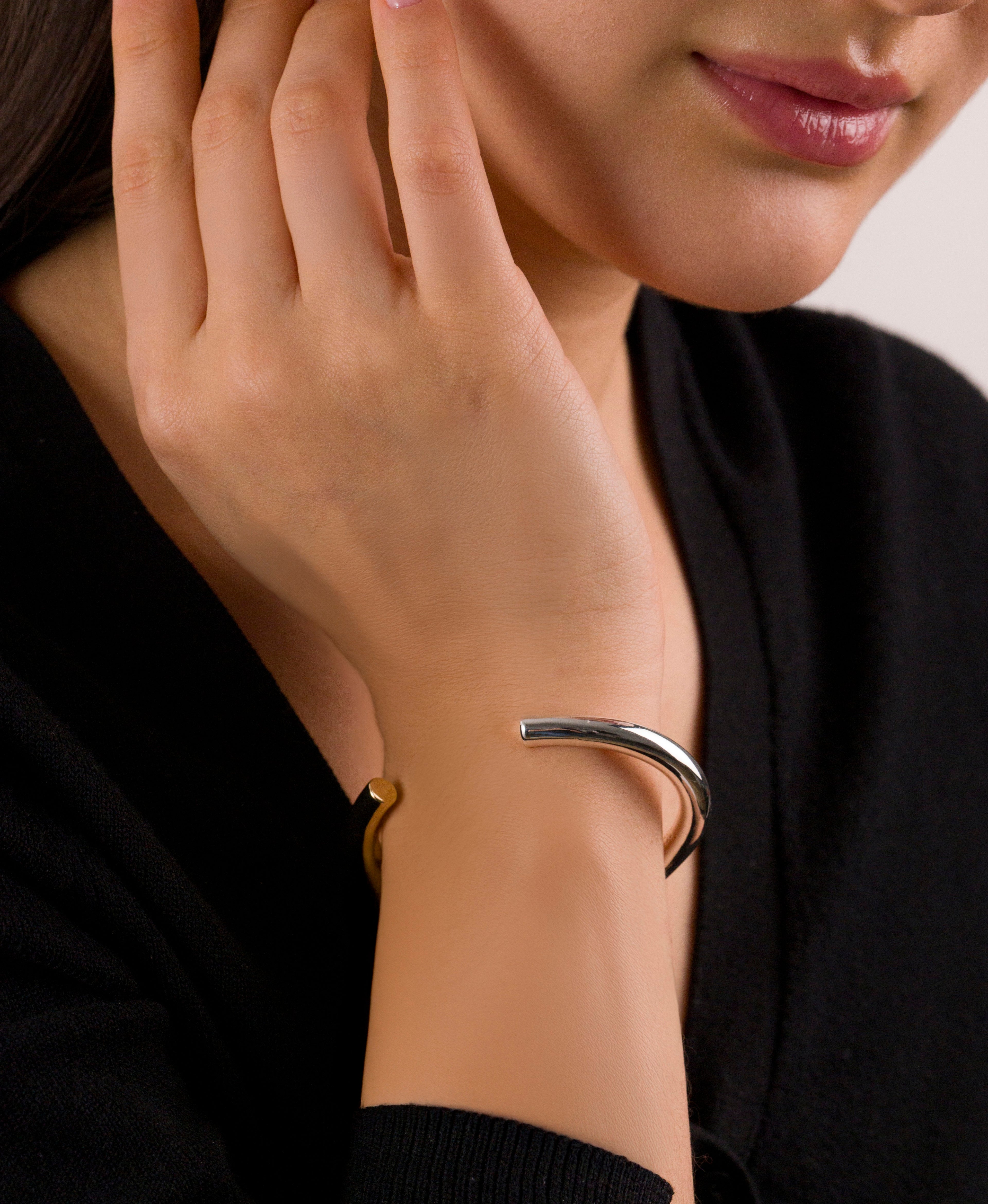 Two Tone Open Cuff Bracelet