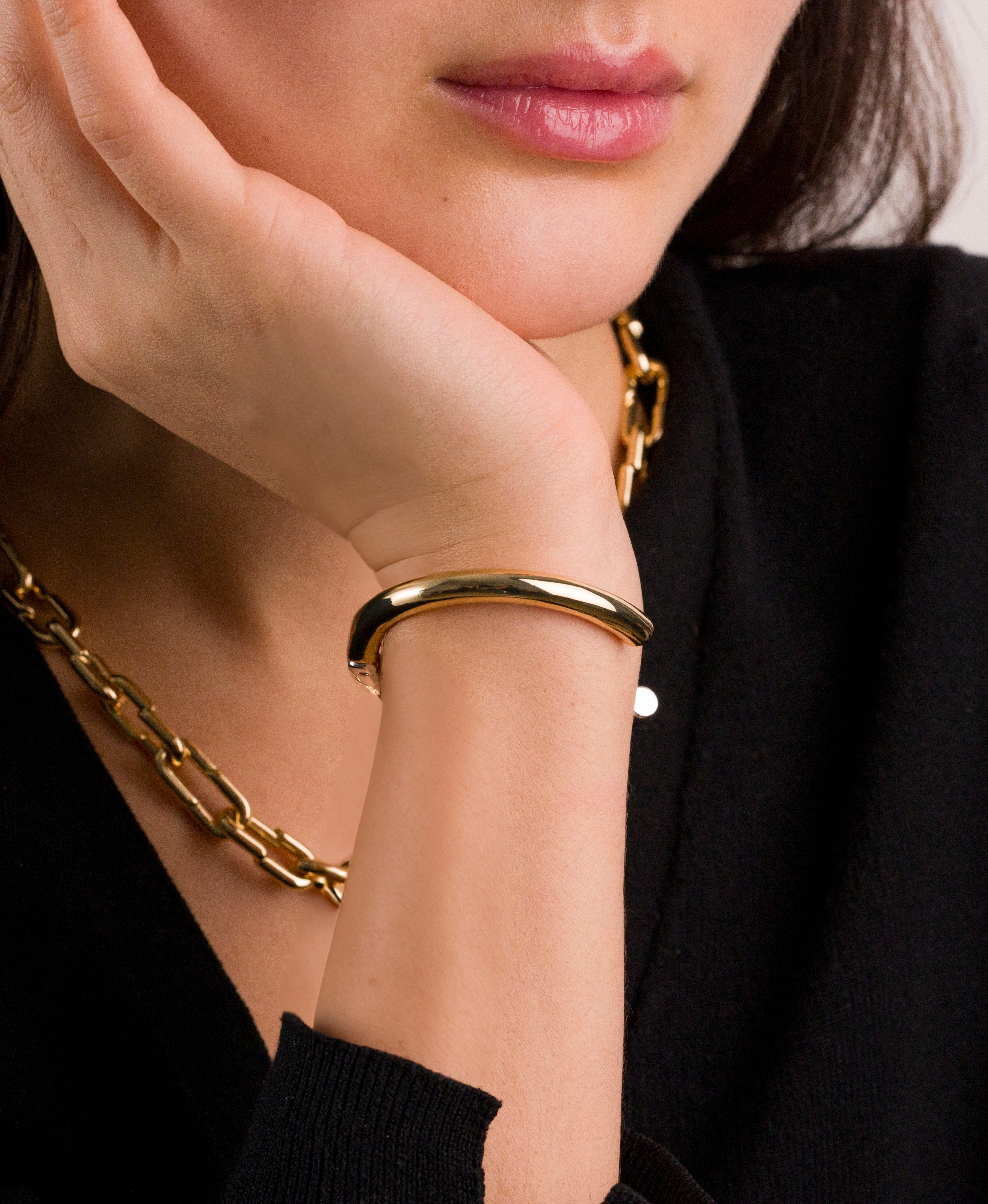 Gold Oval Bangle Bracelet