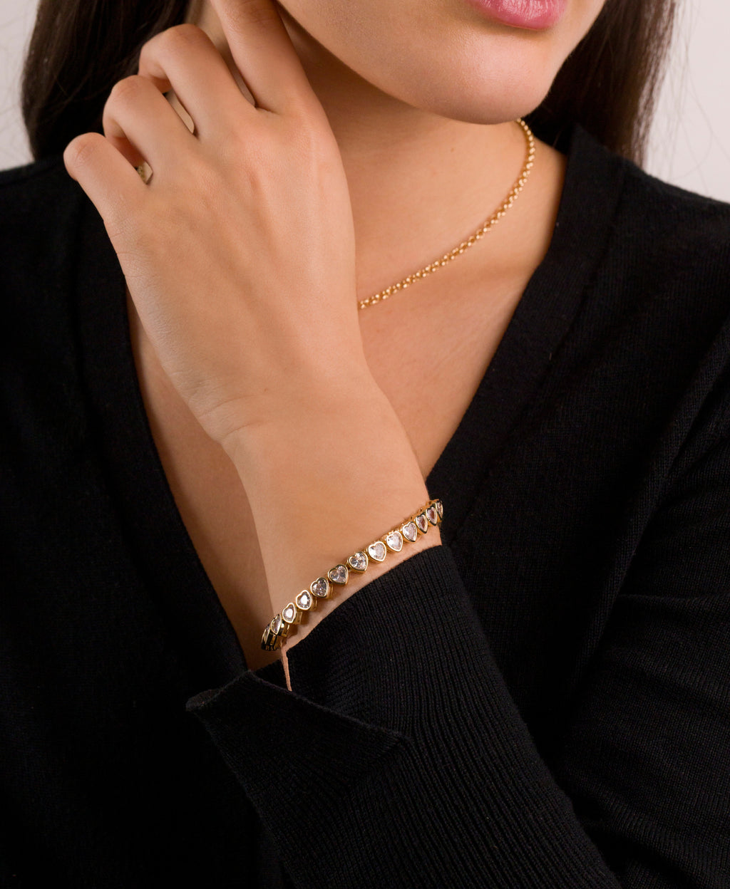 Heart CZ Link Bracelet