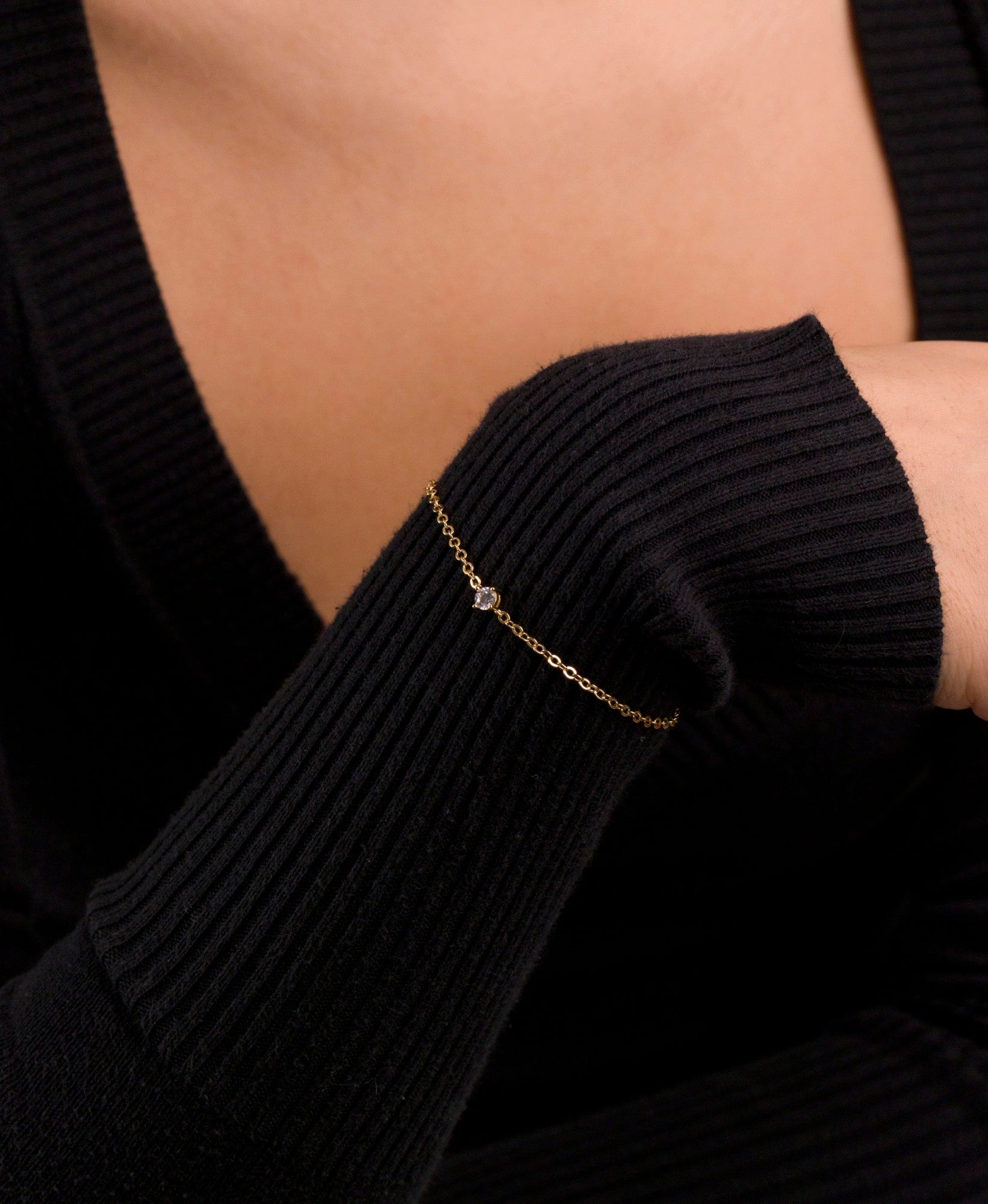 Gold CZ Accent Chain Bracelet