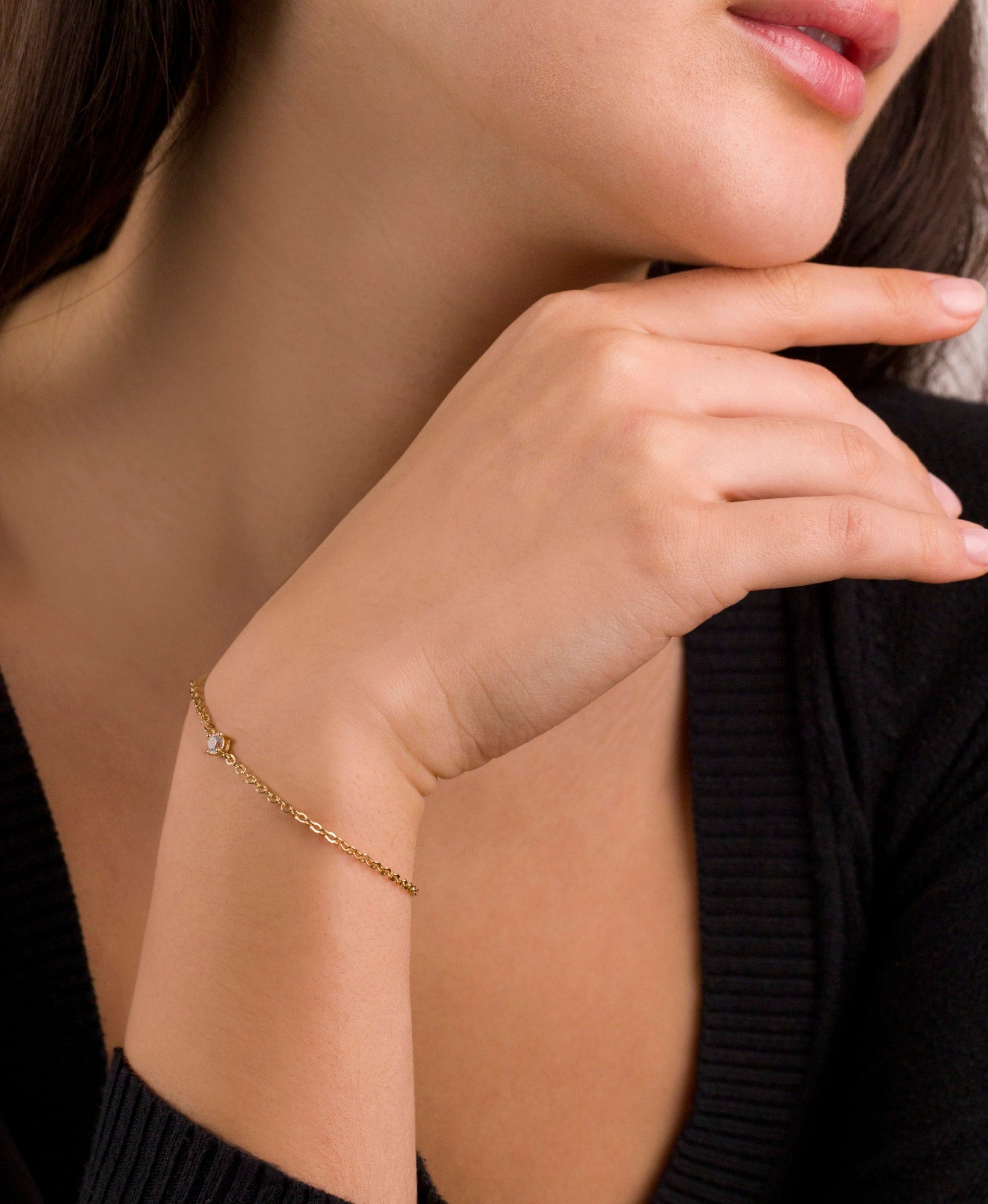 Gold CZ Accent Chain Bracelet