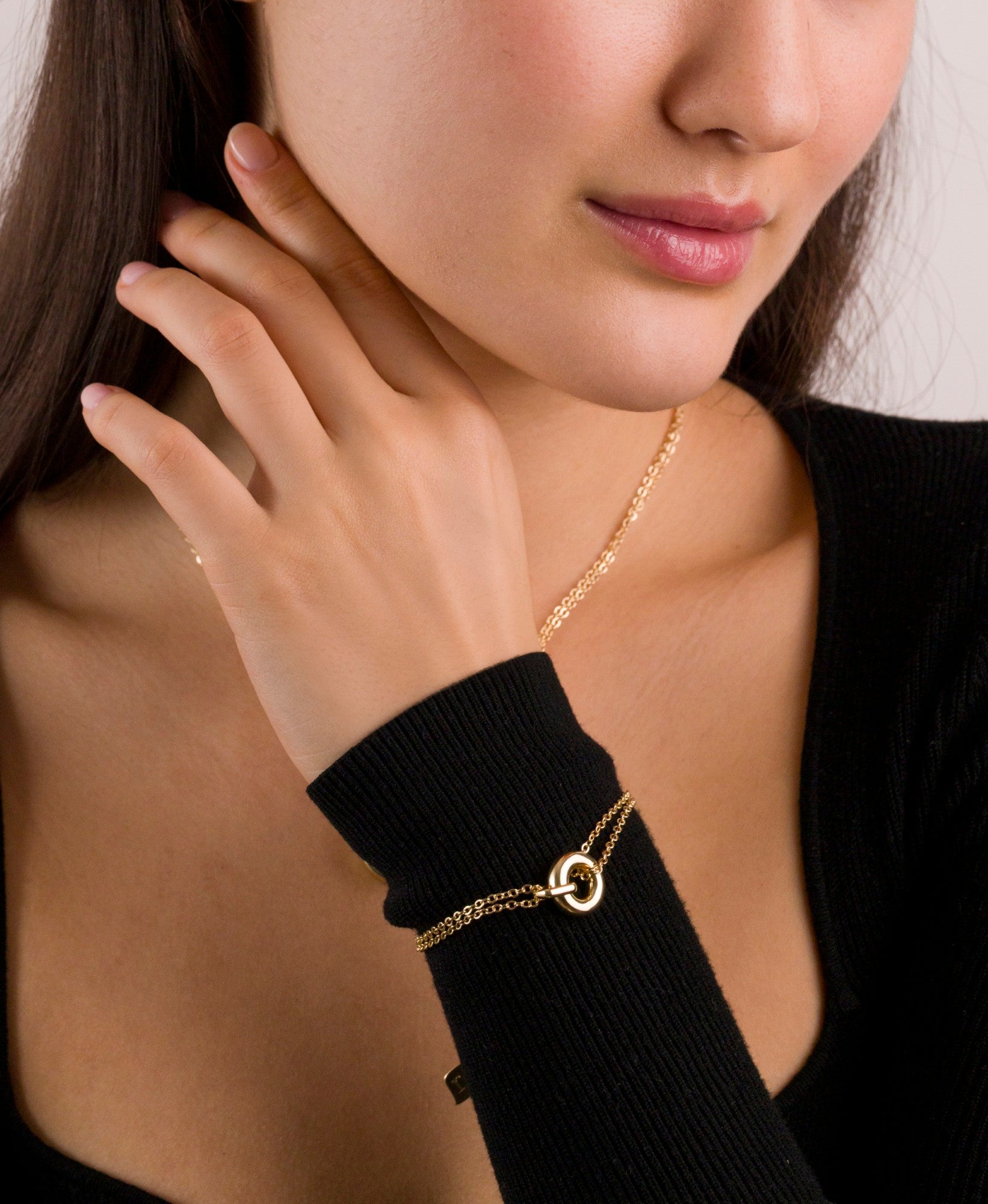 Double Chain Circle Bracelet