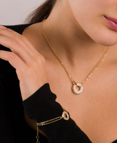 Pavé Circle Double Chain Bracelet