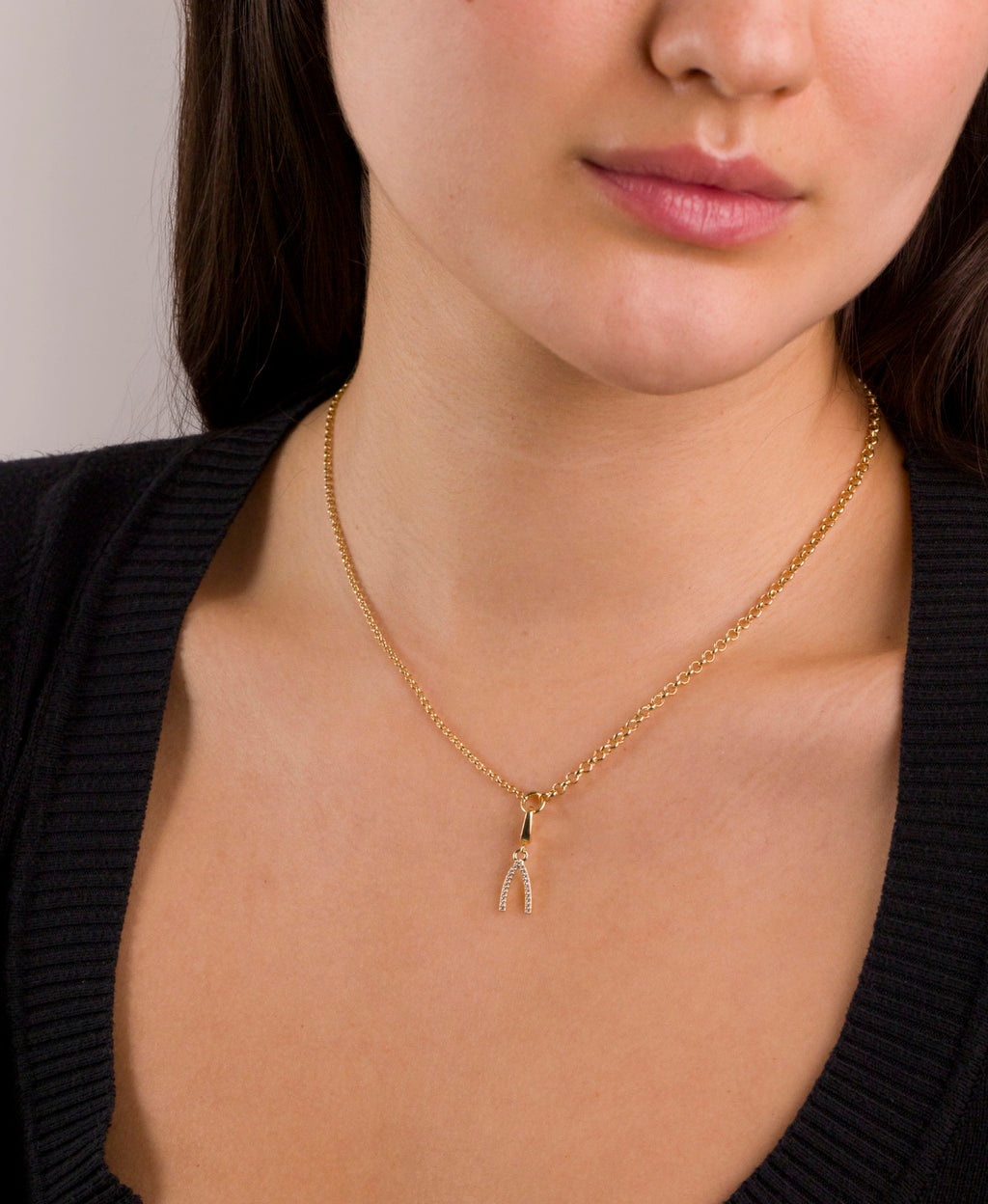 Pavé Wishbone Charm Clip