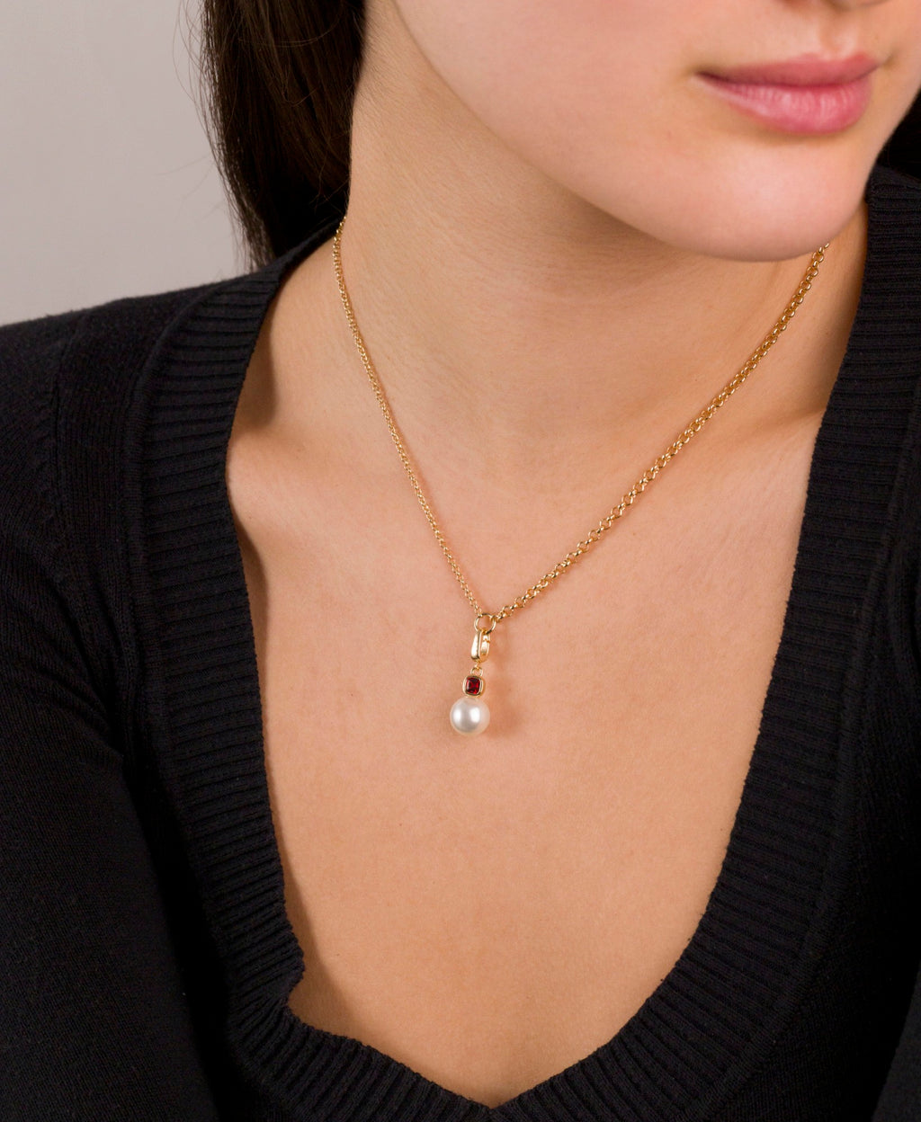 Pearl & CZ Charm (Gold)