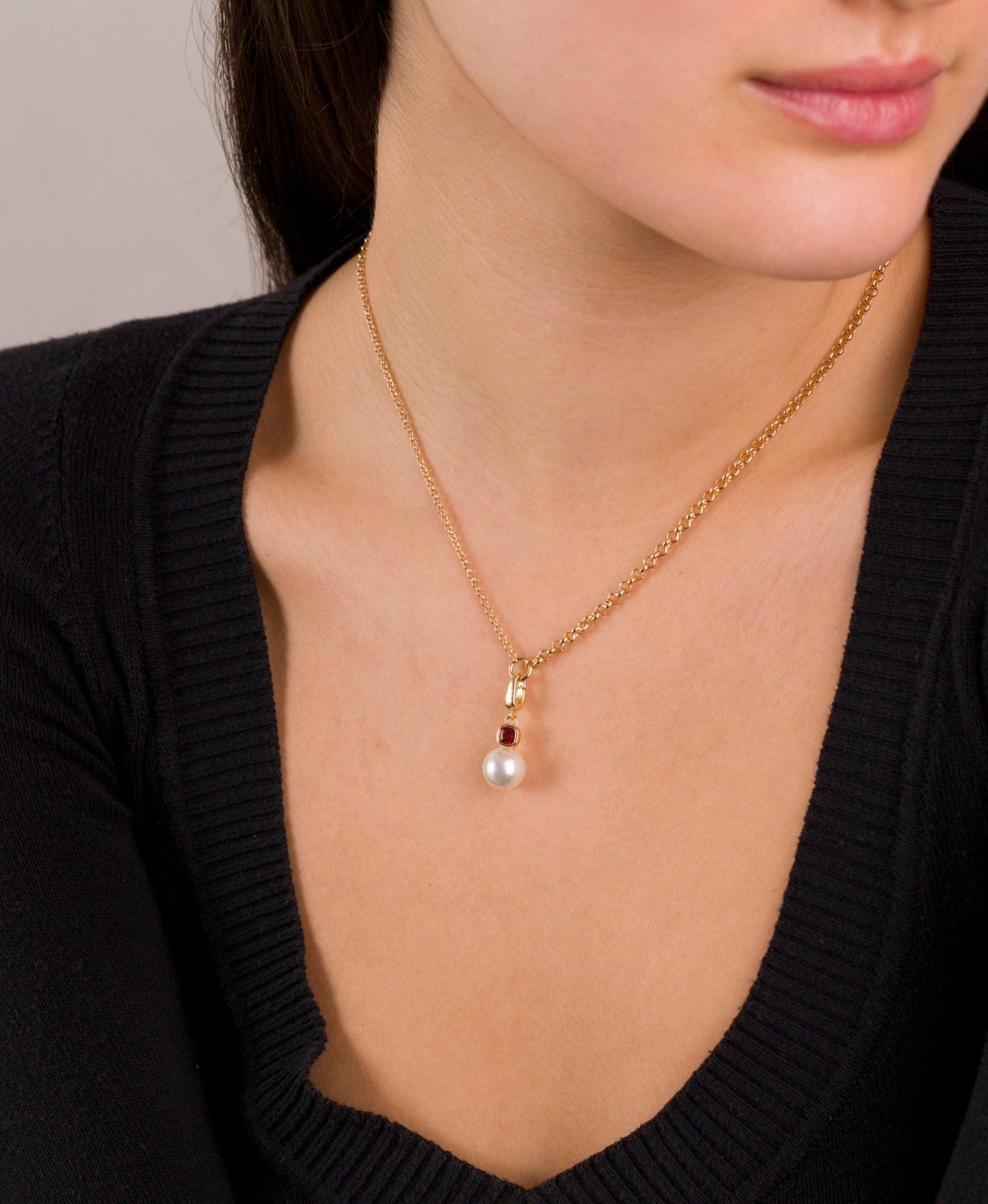 Pearl & CZ Charm (Gold)