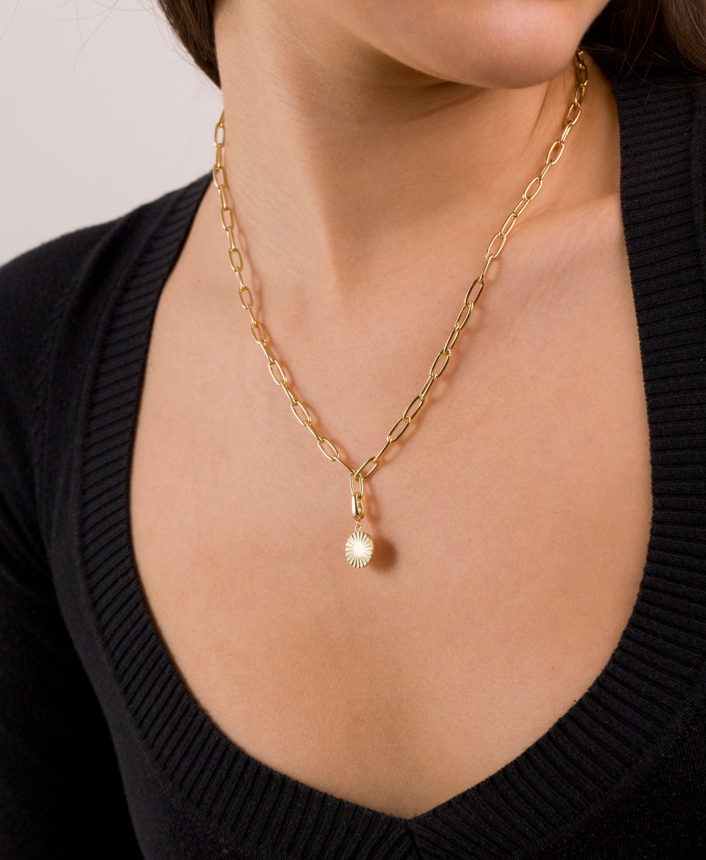 Gold Sunburst Disc Charm