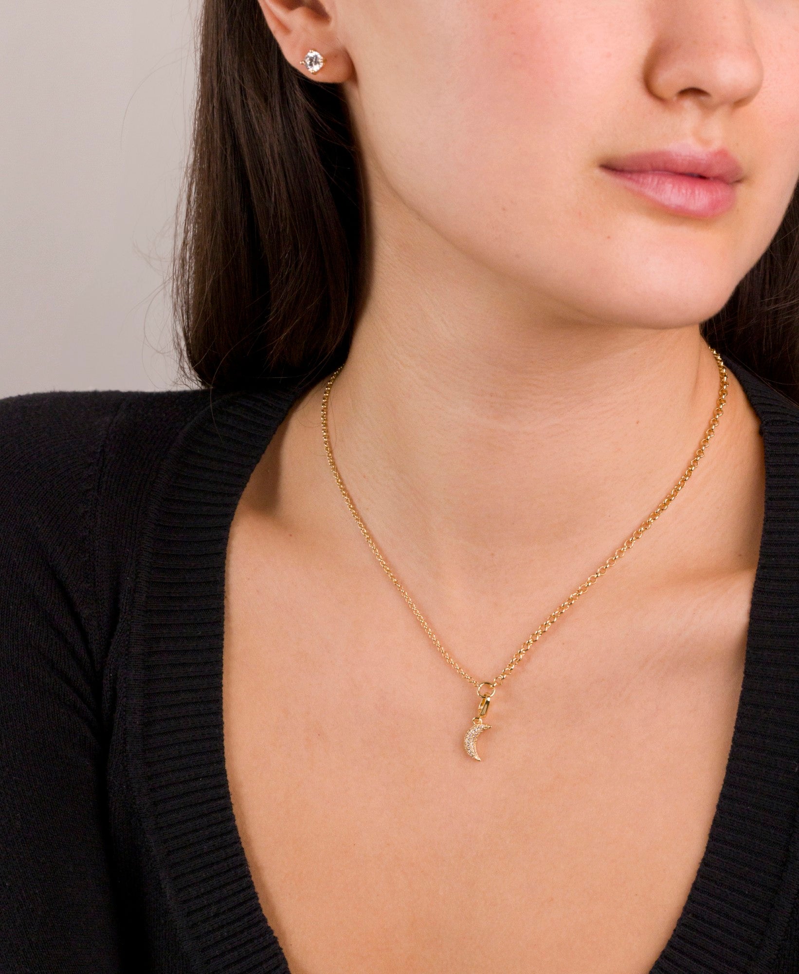Pavé Crescent Moon Clip Charm