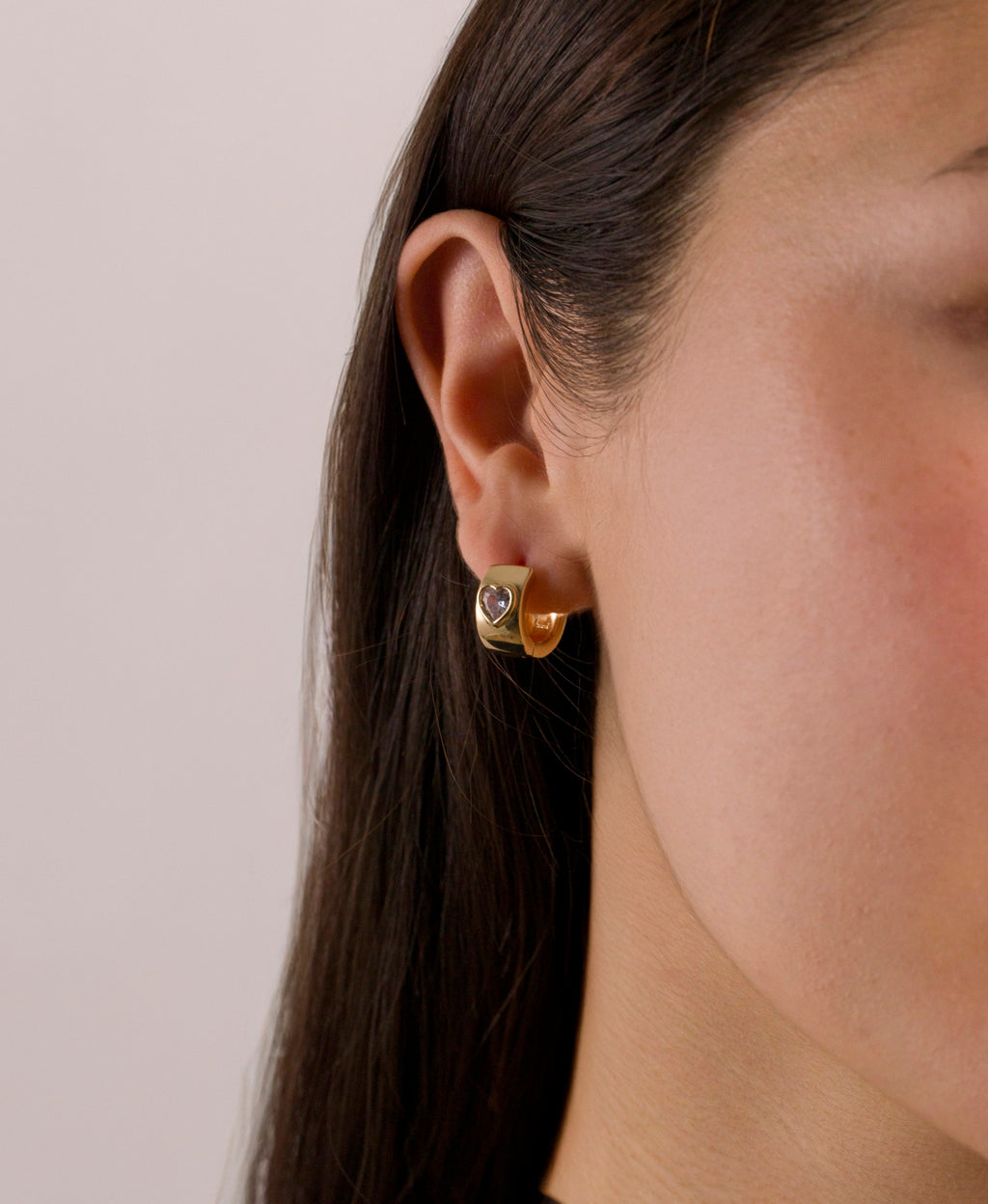 Heart Stone Huggie Earrings