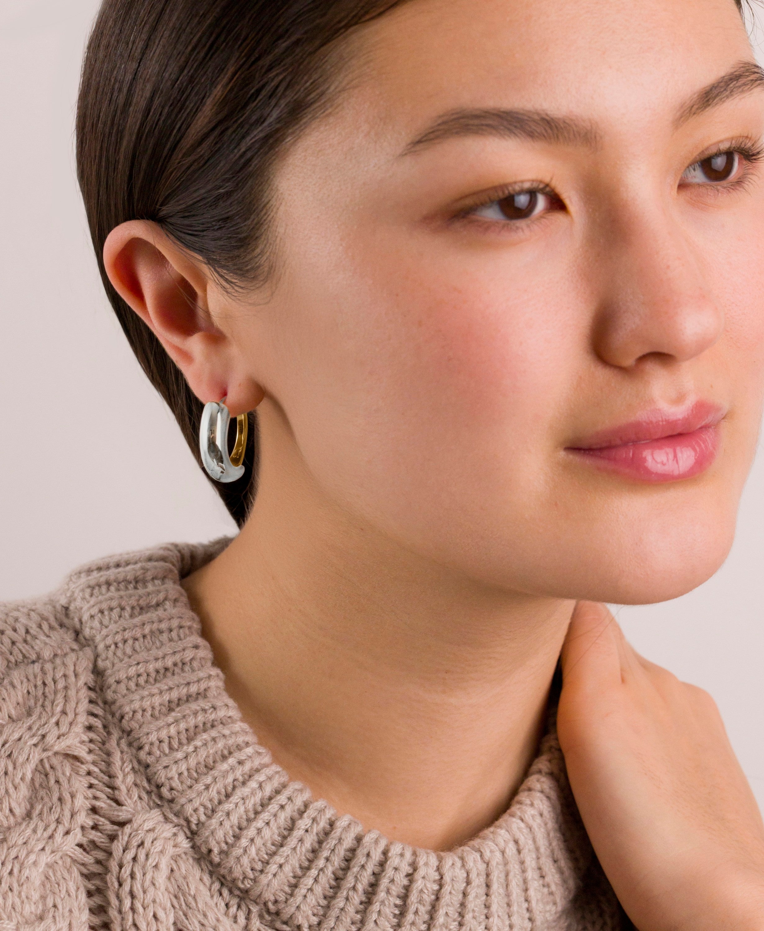 Two-Tone Hoop Earrings in Gold and Silver
