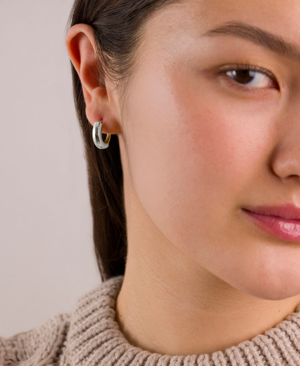 Two-Tone Hoop Earrings in Gold and Silver
