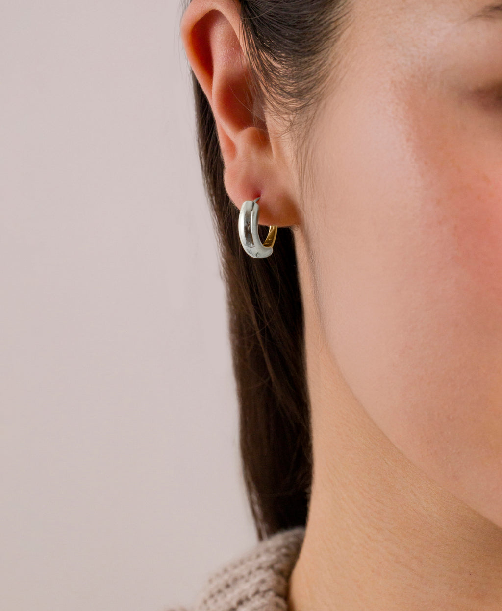 Two-Tone Hoop Earrings in Gold and Silver