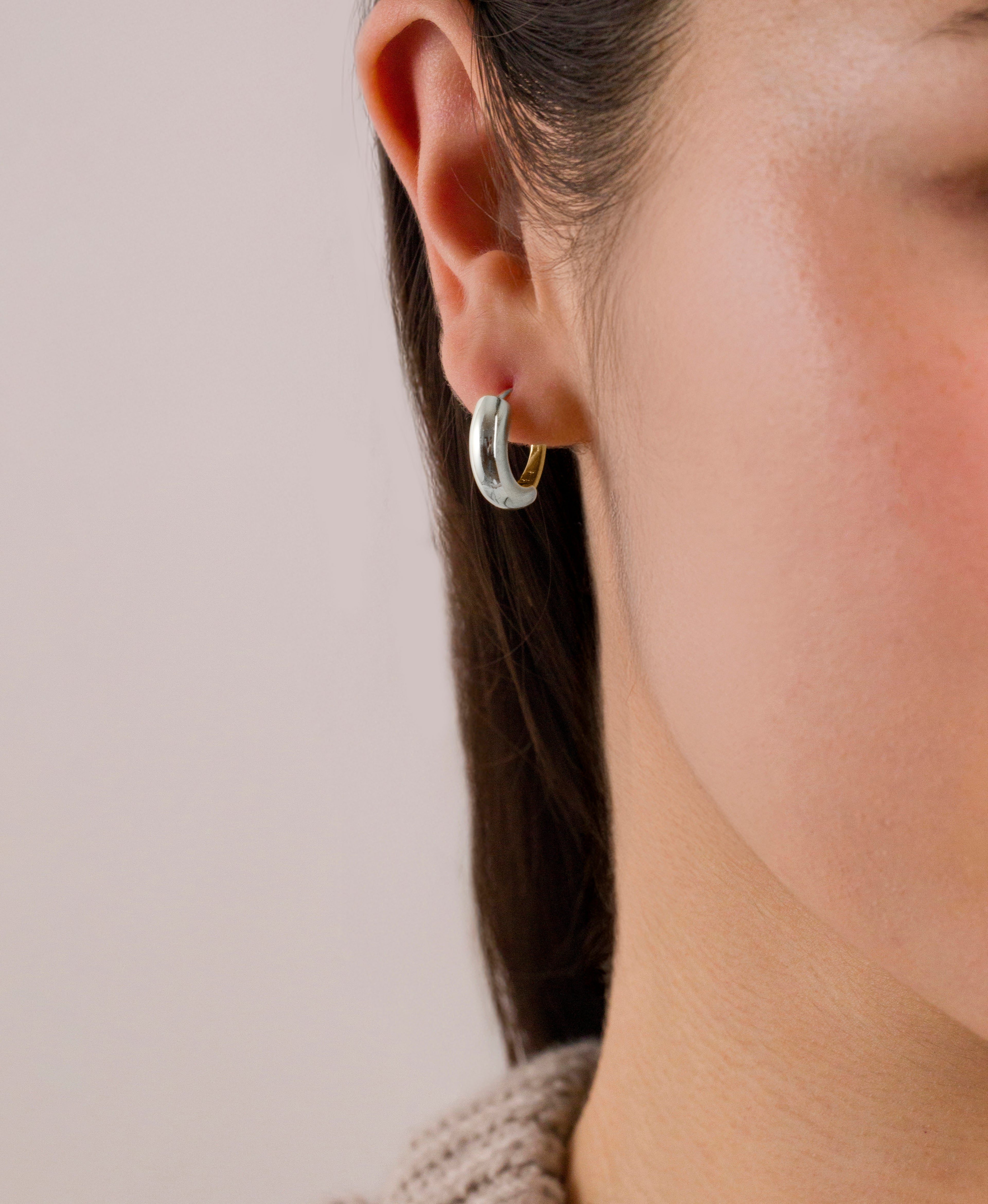 Two-Tone Hoop Earrings in Gold and Silver
