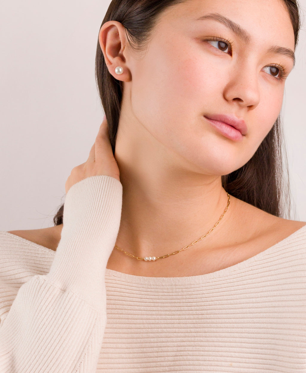Ivory Freshwater Pearl Studs Earrings