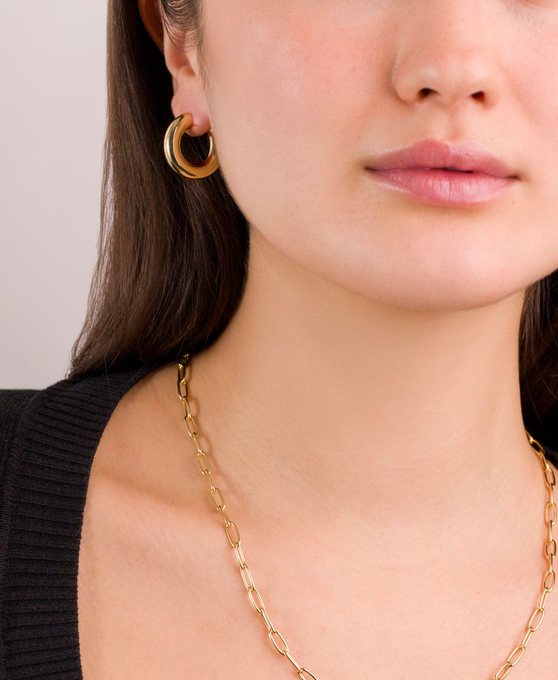 Tubular C-Hoop Earrings in Gold