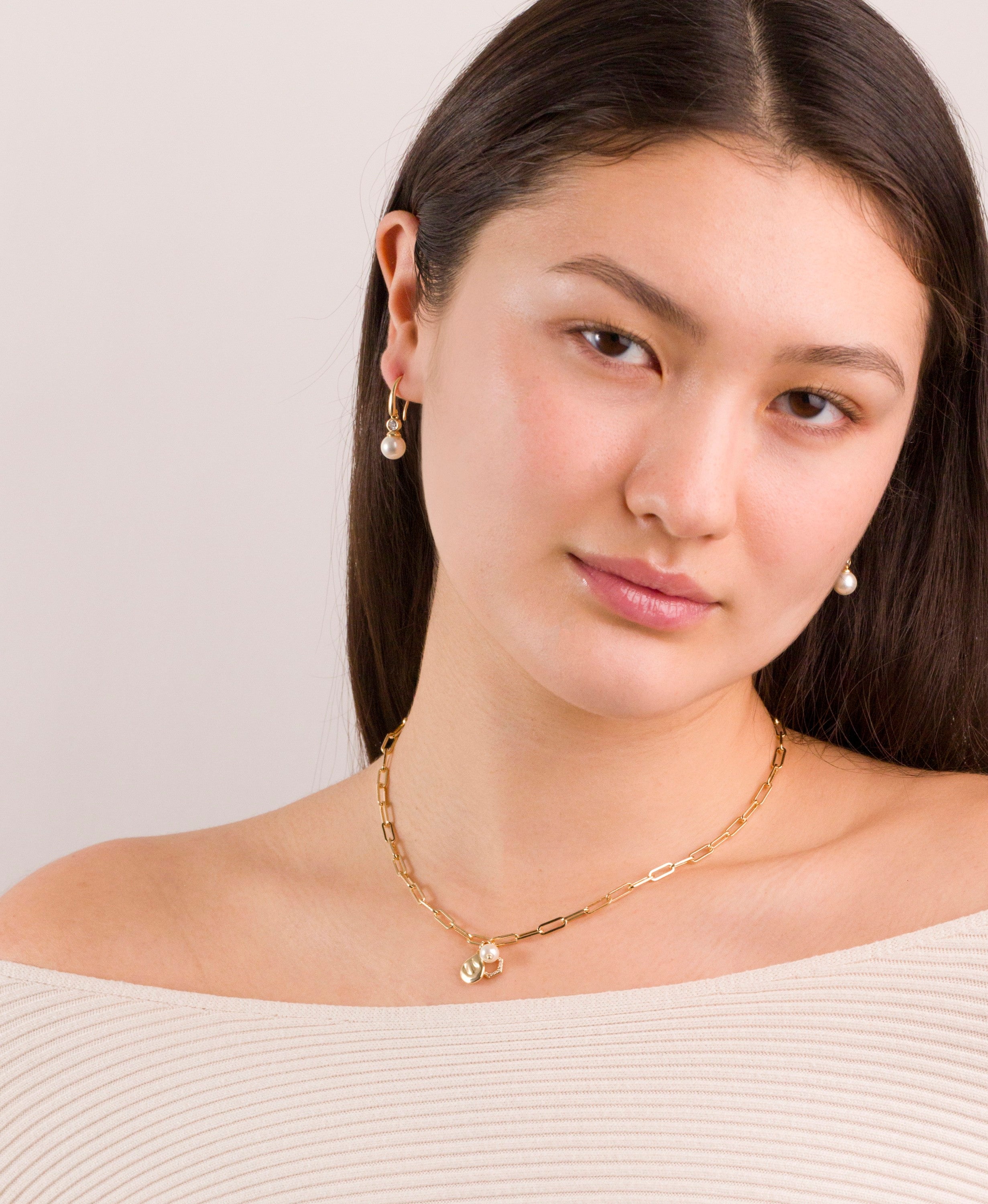 Ivory Pearl CZ Drop Earrings