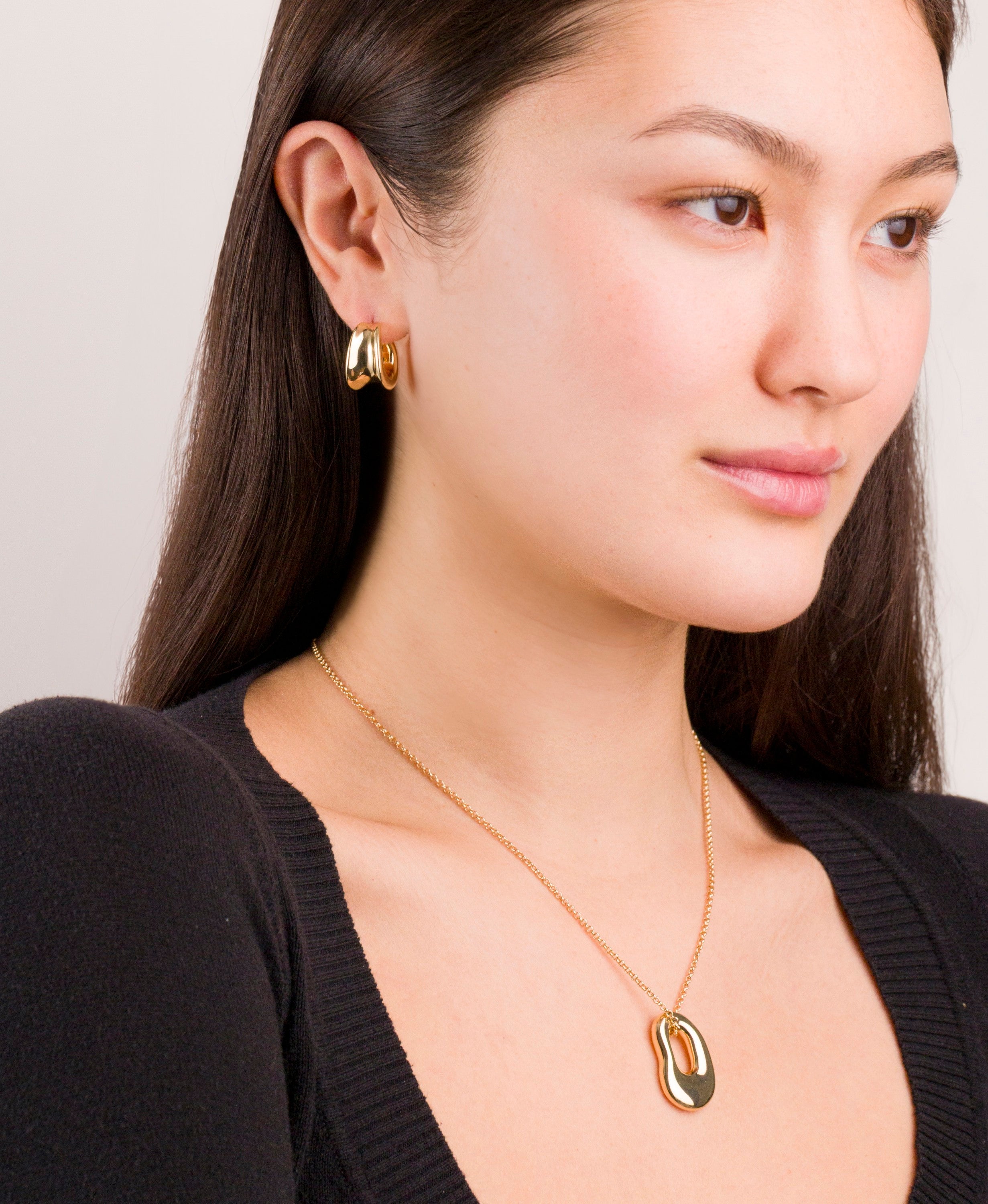 Gold Sculptured C-Hoop Earrings