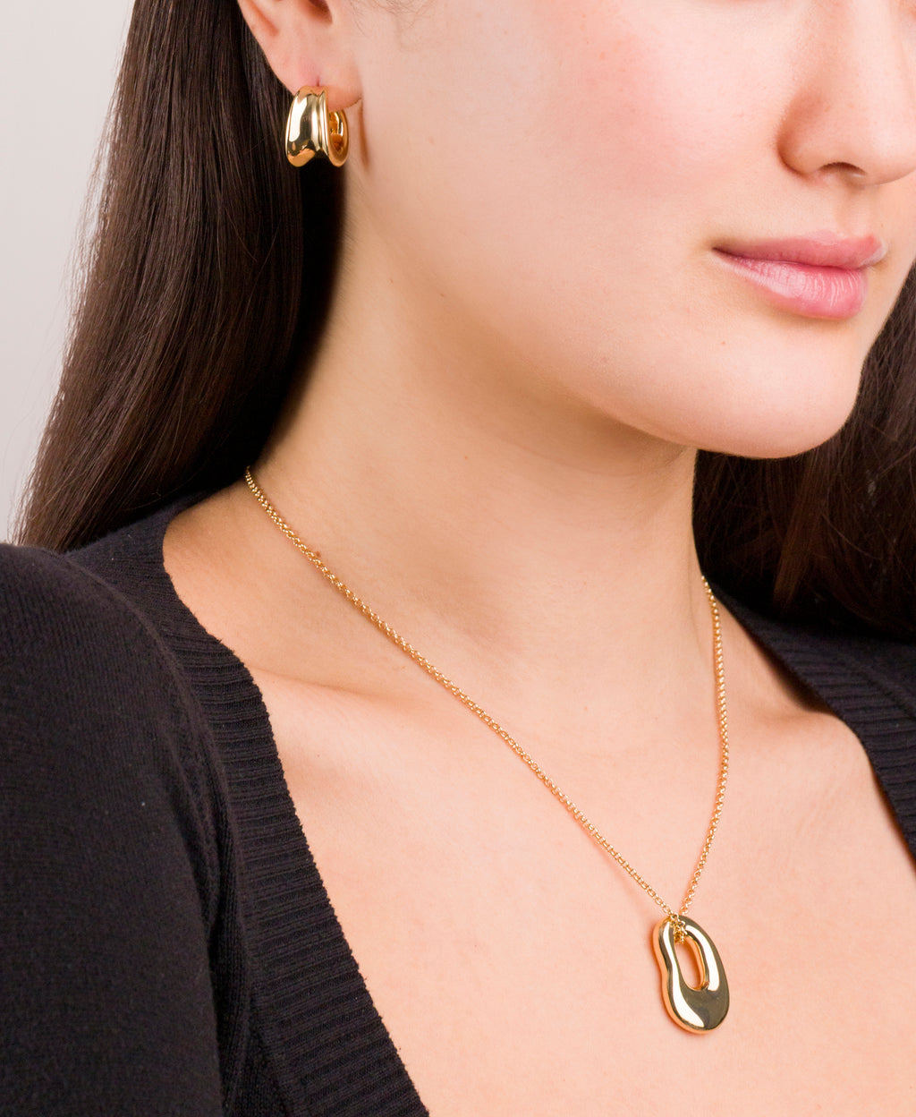 Gold Sculptured C-Hoop Earrings