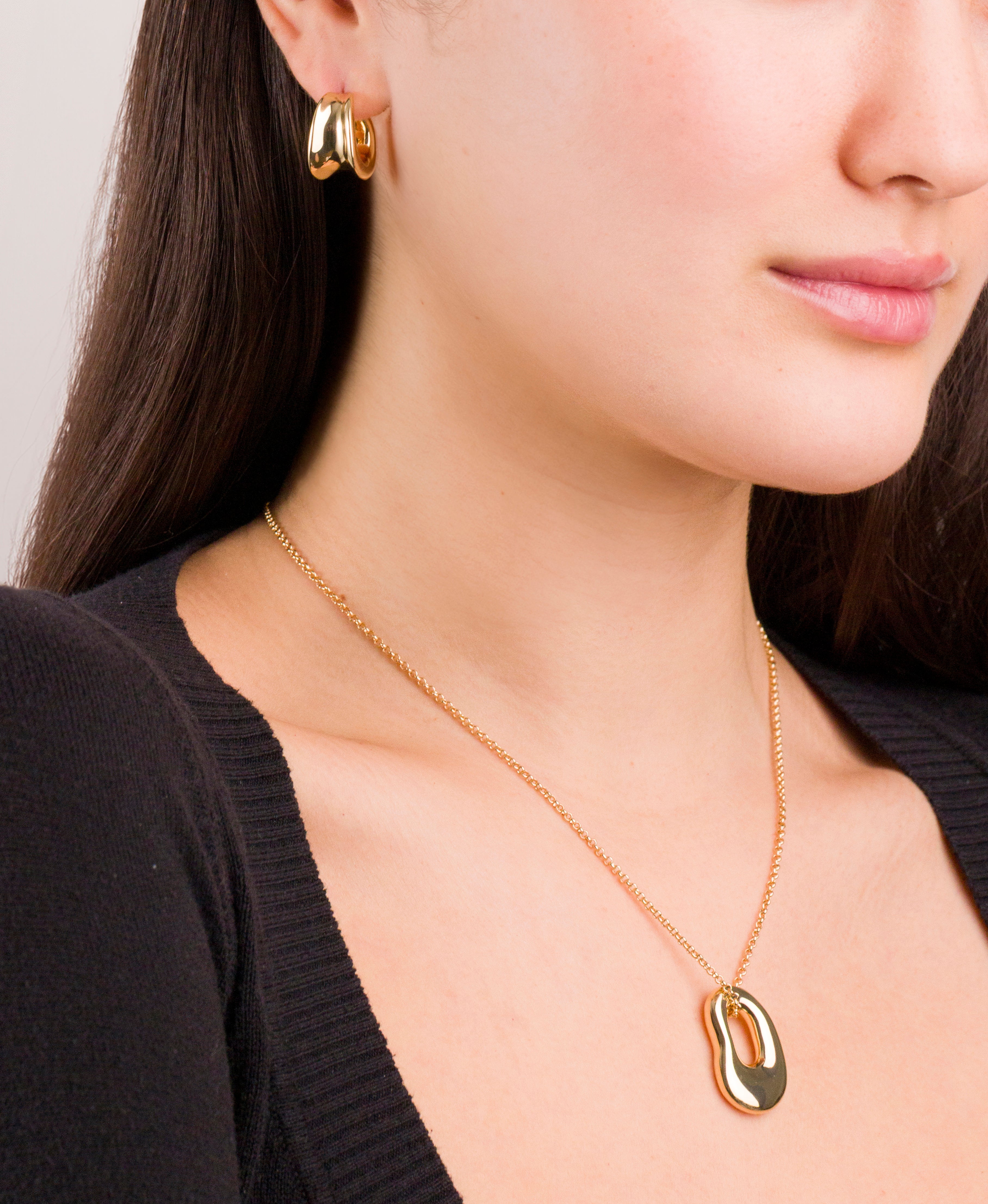 Gold Sculptured C-Hoop Earrings