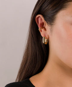 Gold Ear Cuff Hinged Hoop Earrings