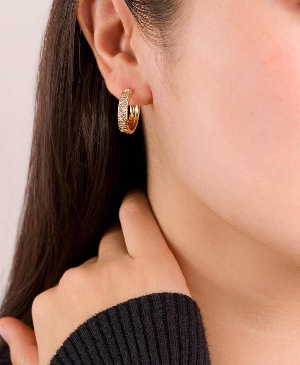 Pavé CZ Hoop Earrings