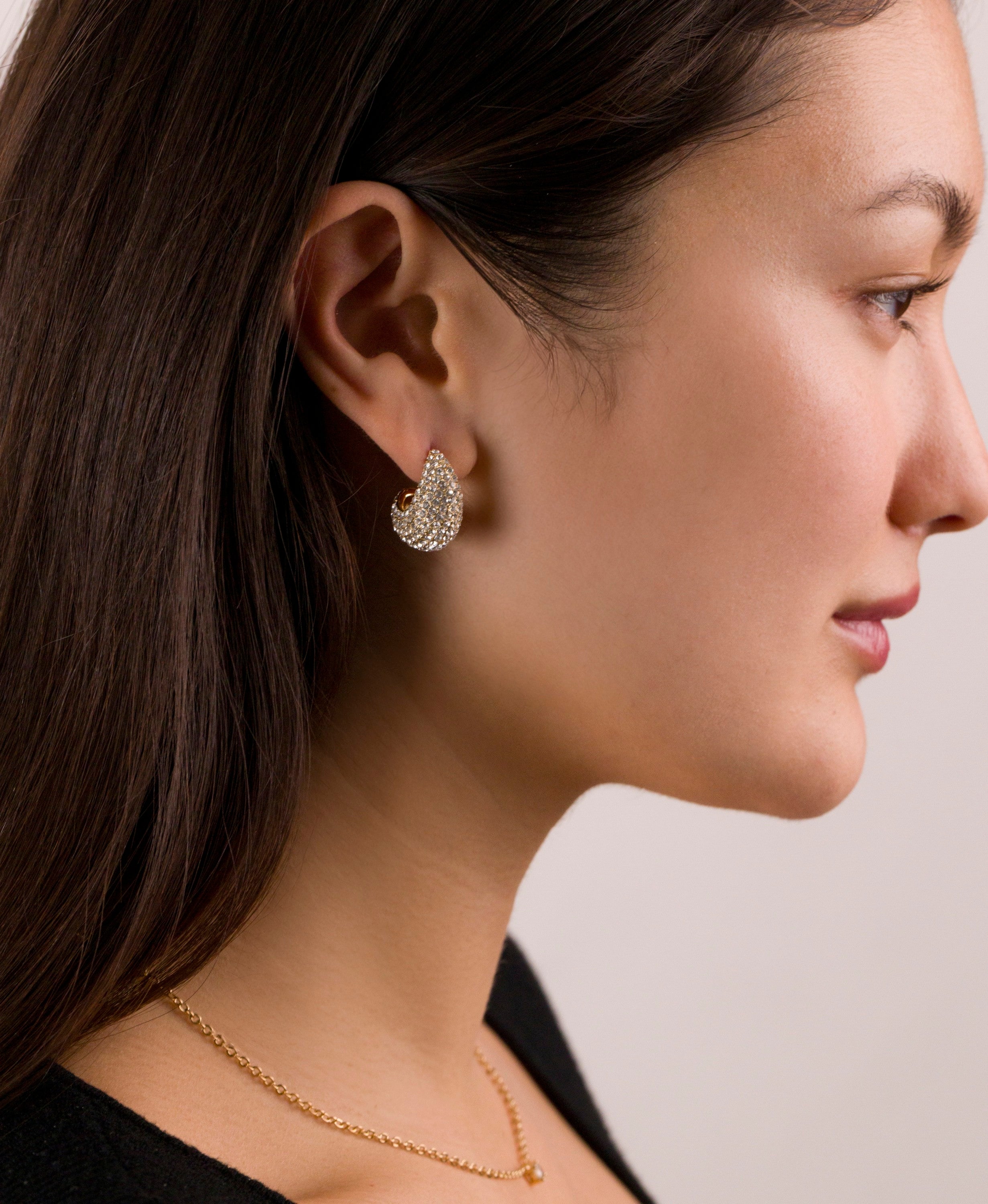 Pavé CZ Teardrop Hoop Earrings