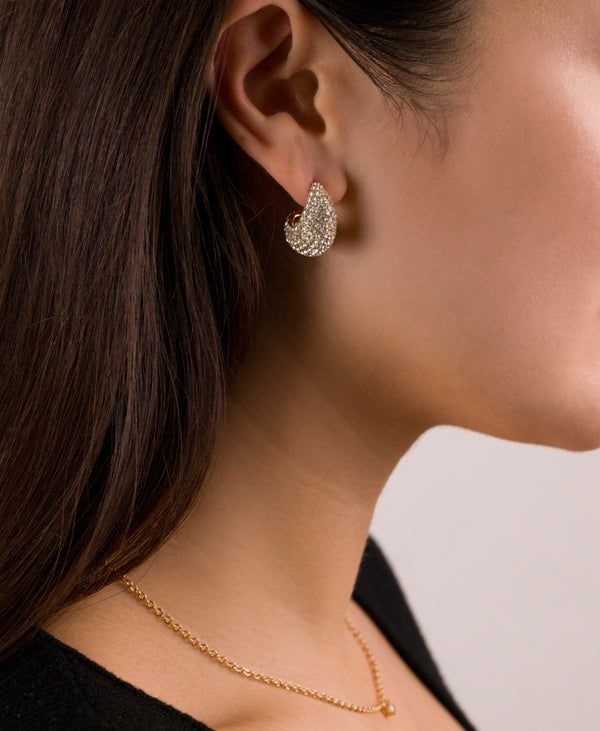 Pavé CZ Teardrop Hoop Earrings