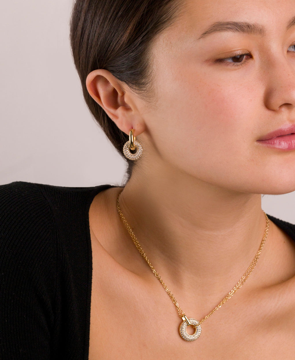 Pavé Link Hoop Earrings