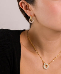 Pavé Link Hoop Earrings