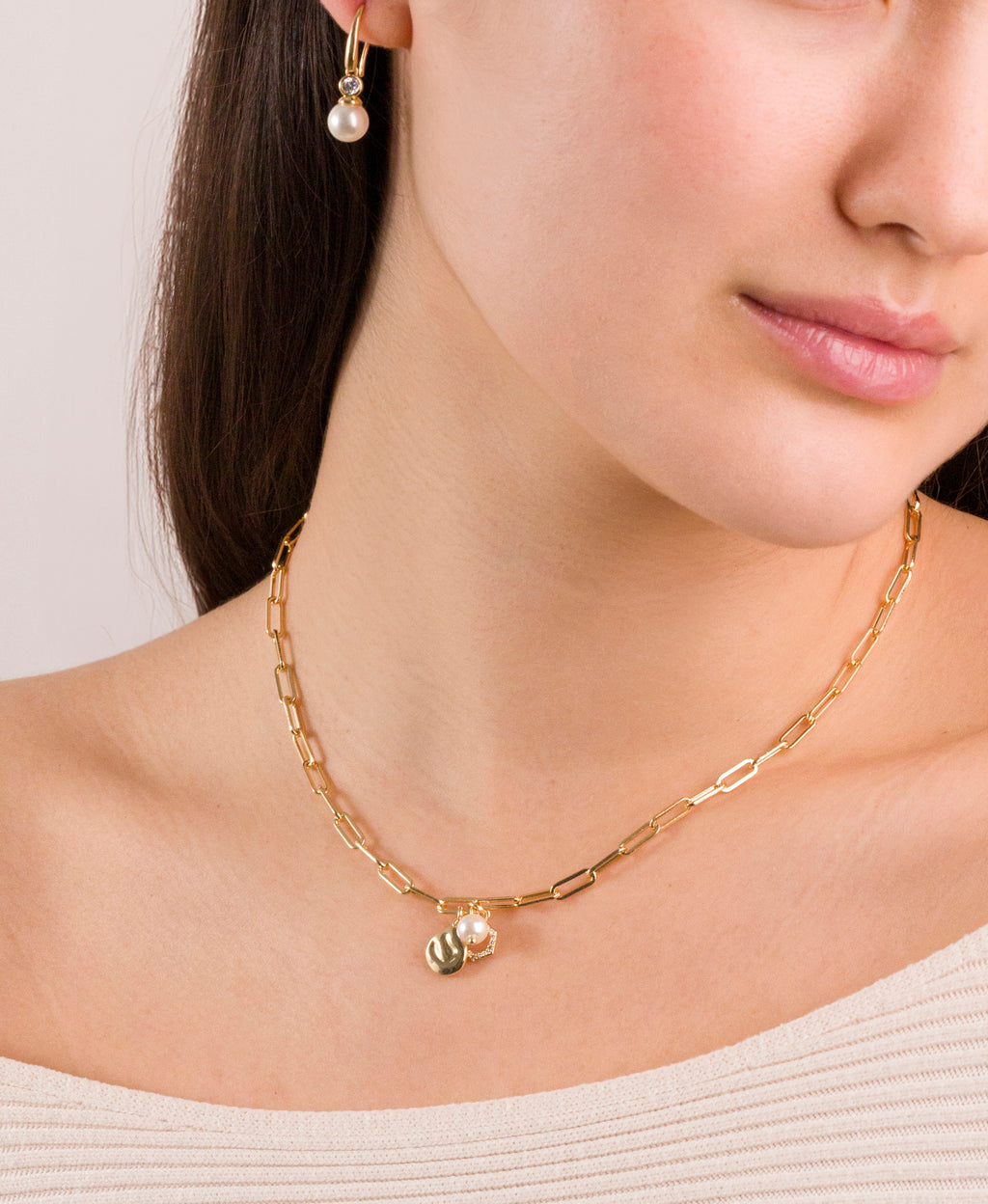 Paperclip Chain Necklace with Mixed Charms