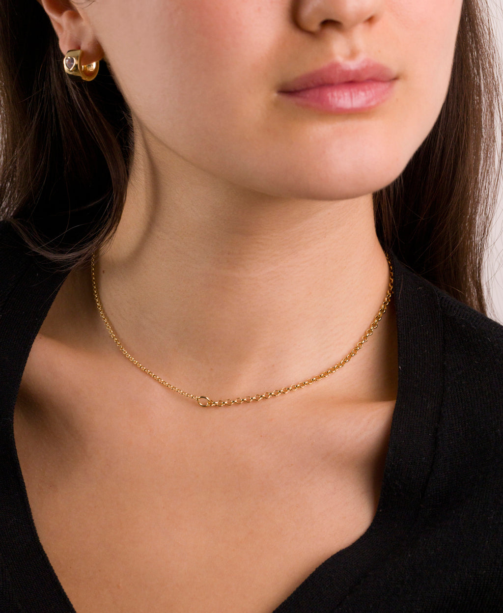 Gold Half-and-Half Chain Necklace