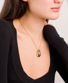 Sculpted Oval Pendant Necklace