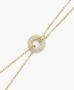 Pavé Circle Double Chain Bracelet