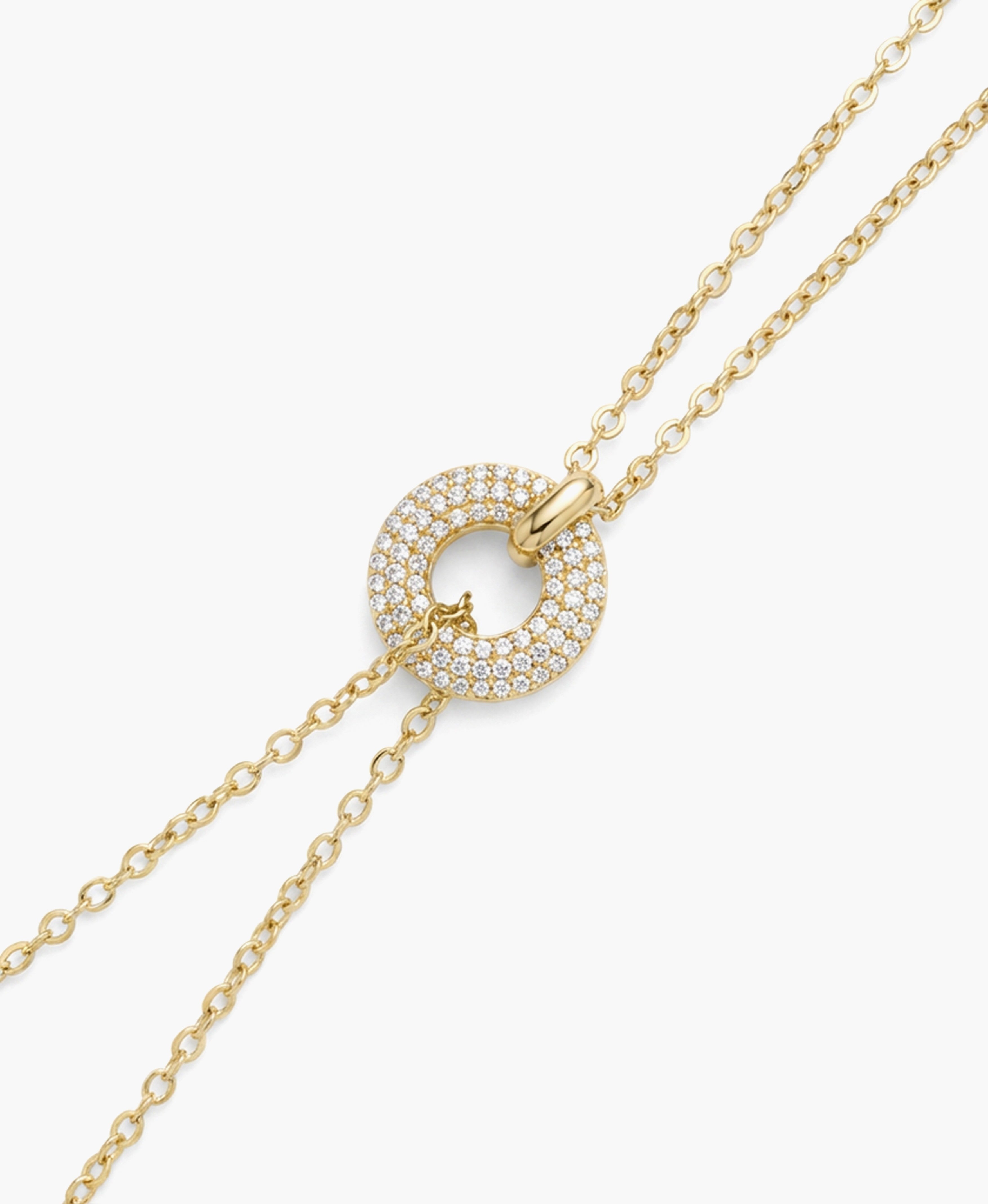 Pavé Circle Double Chain Bracelet