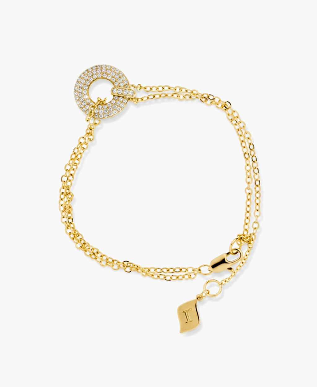 Pavé Circle Double Chain Bracelet