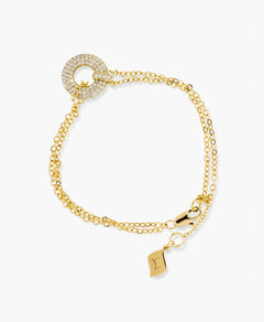 Pavé Circle Double Chain Bracelet
