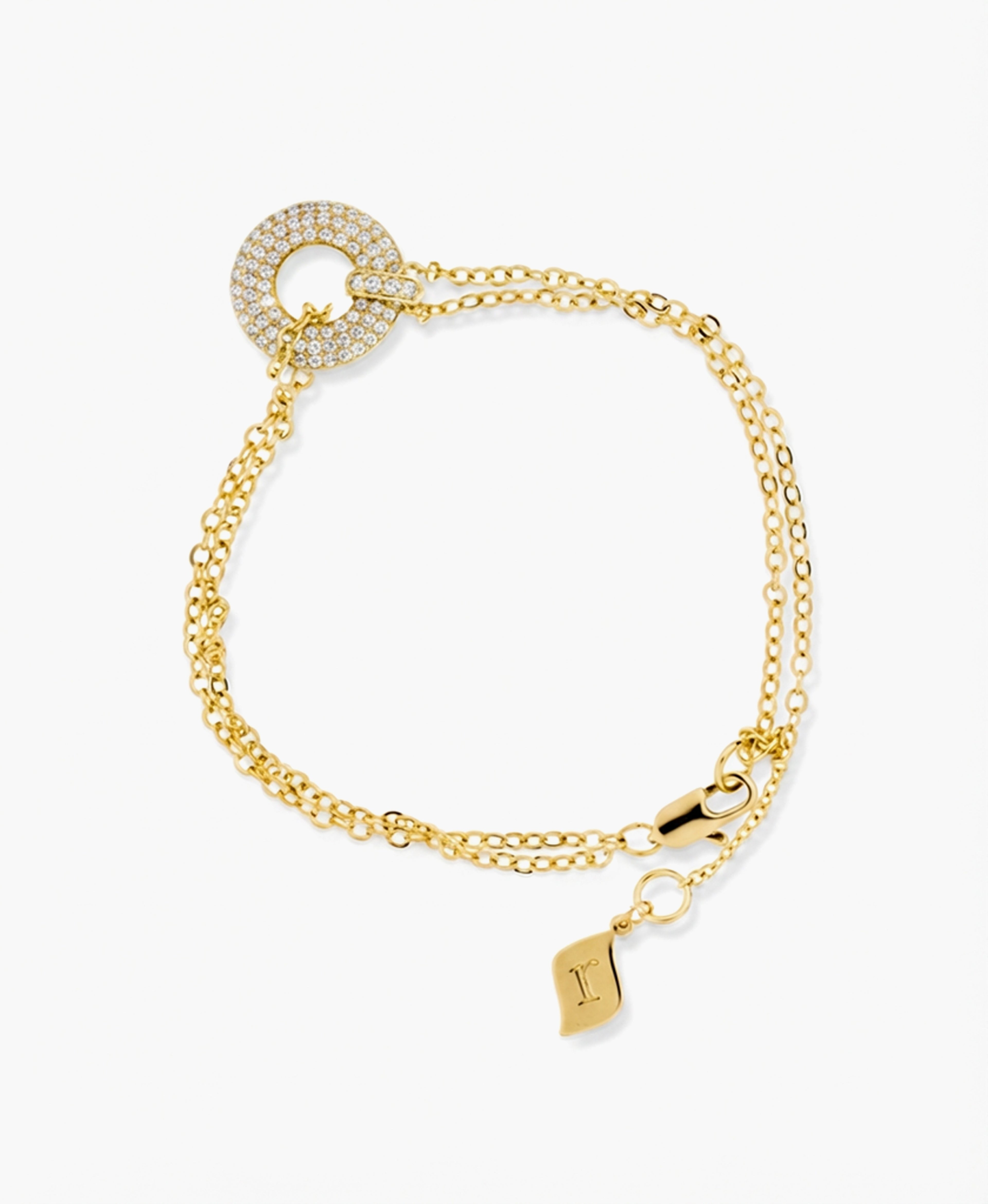 Pavé Circle Double Chain Bracelet