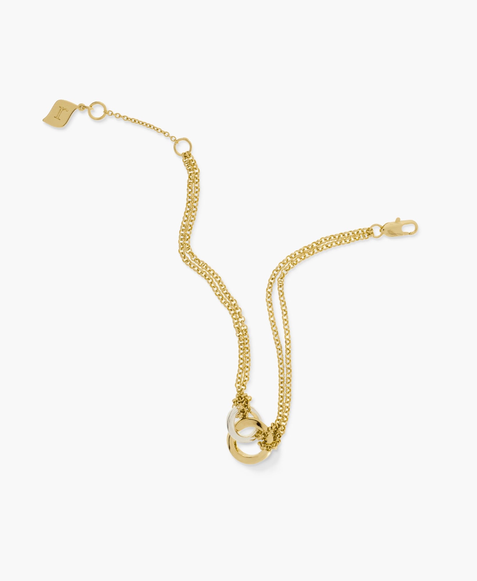 Interlocking Ring Double Chain Bracelet