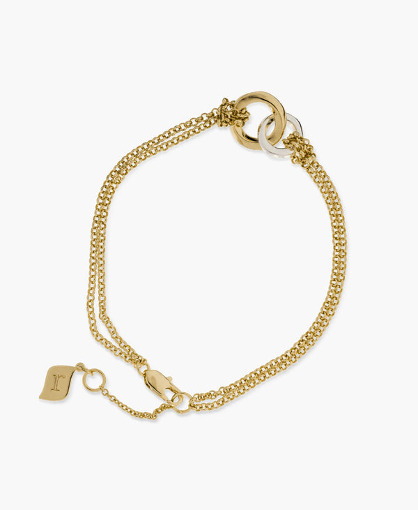 Interlocking Ring Double Chain Bracelet