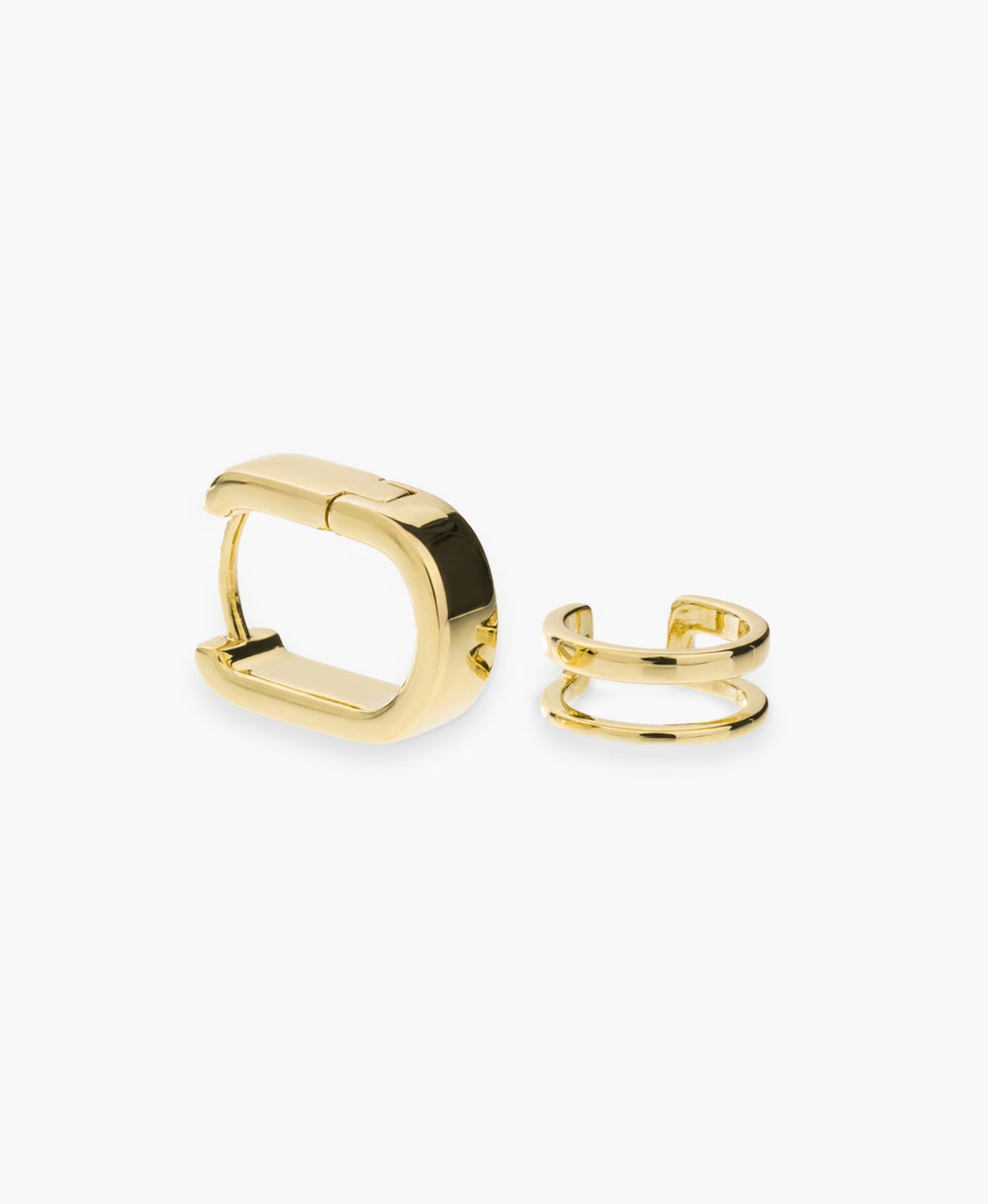 Gold Ear Cuff Hinged Hoop Earrings