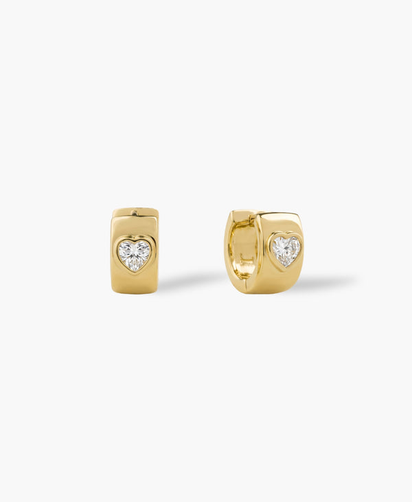 Heart Stone Huggie Earrings