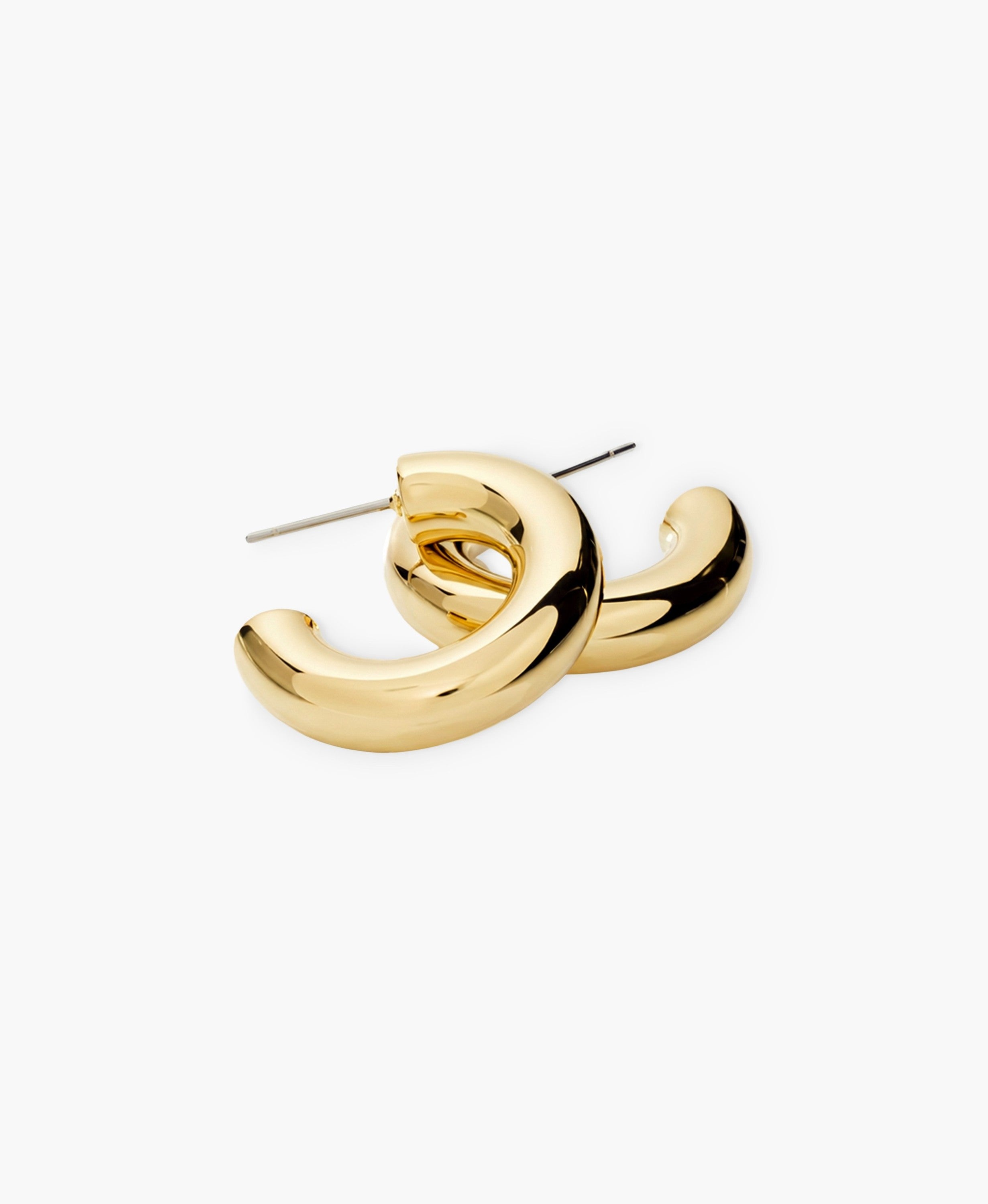 Tubular C-Hoop Earrings in Gold