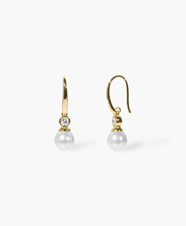 Ivory Pearl CZ Drop Earrings