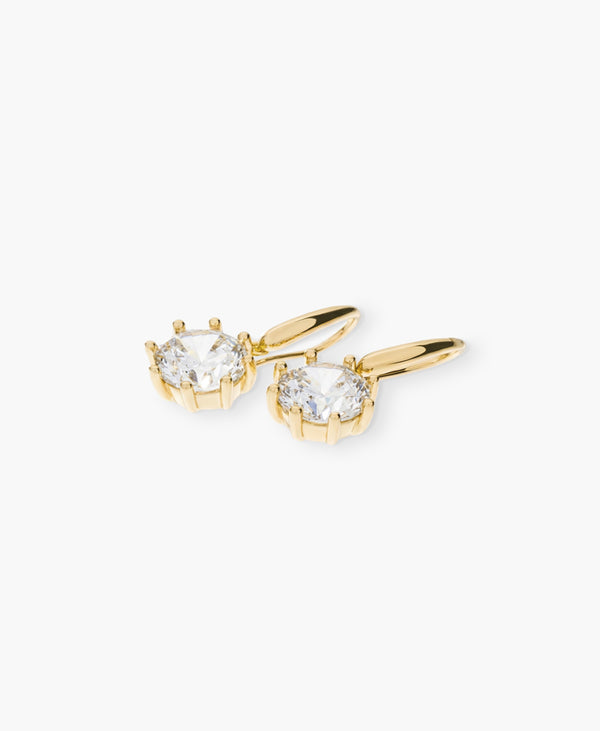 Faceted CZ Fish Hook Drop Earrings