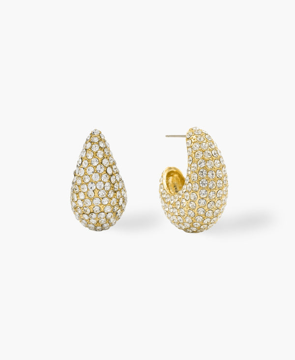 Pavé CZ Teardrop Hoop Earrings