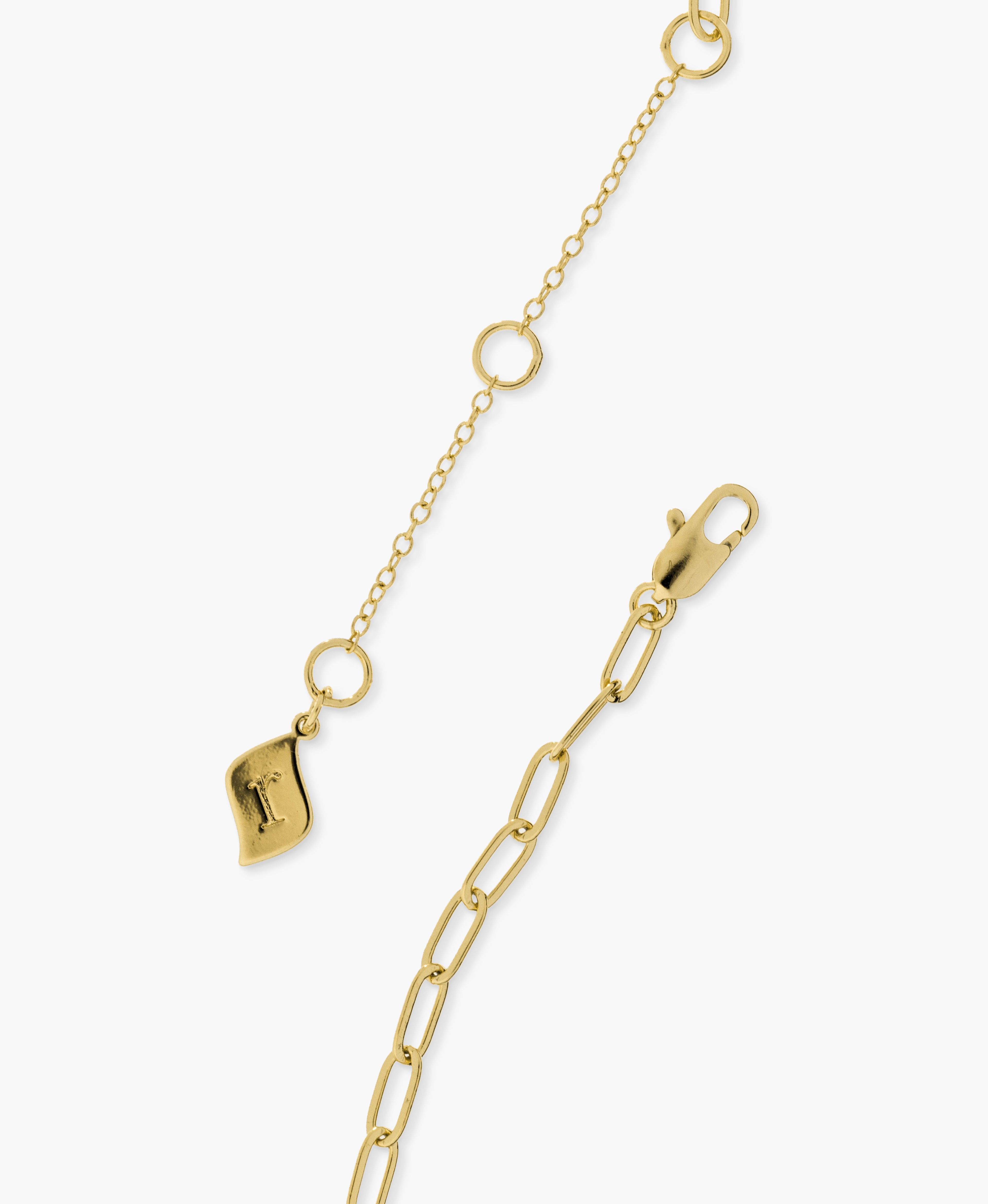 Paperclip Chain Y Necklace with Heart Charm in Gold