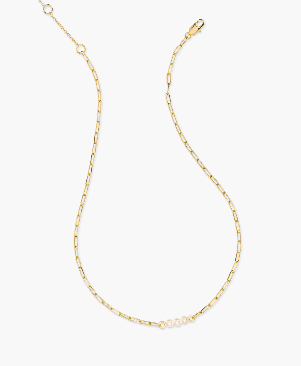 Paperclip Chain Necklace with Pearl Detail