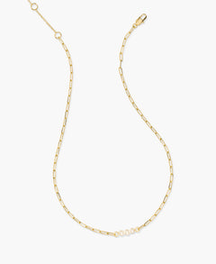 Paperclip Chain Necklace with Pearl Detail