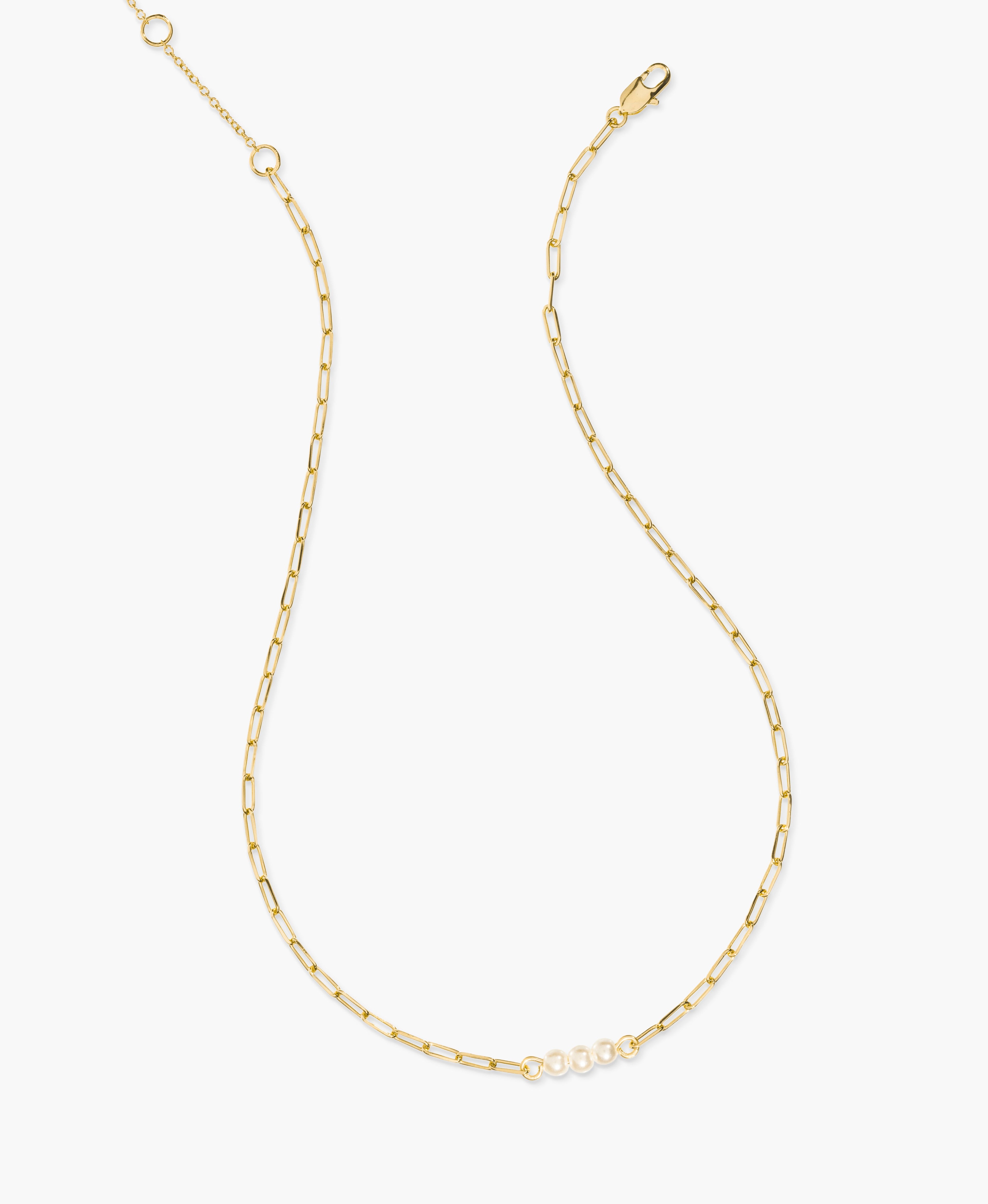 Paperclip Chain Necklace with Pearl Detail