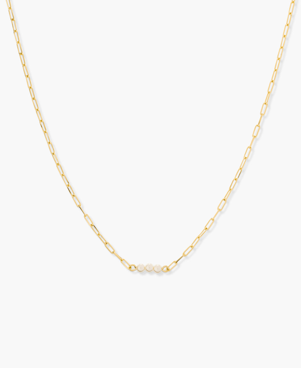 Paperclip Chain Necklace with Pearl Detail